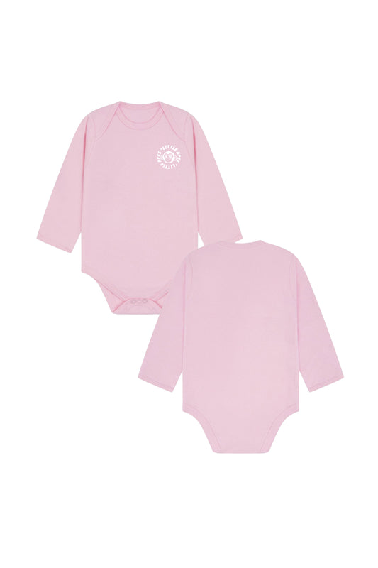 Little Apes Classic Badge Baby Long Sleeve Body Suit - Light Pink