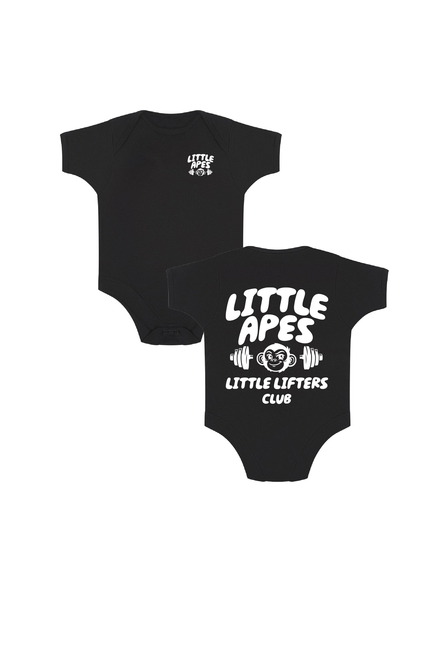 Little Apes Little Lifters Club Baby Body Suit - Black