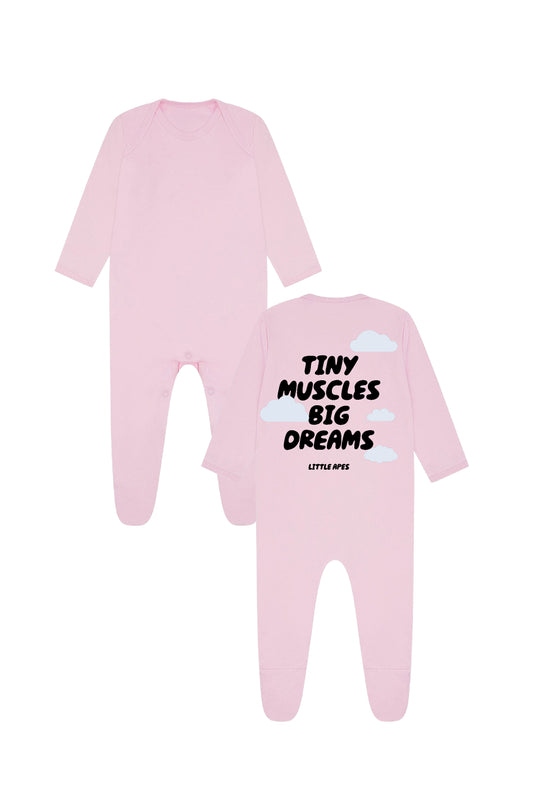 Little Apes Tiny Muscles Baby Romper Suit - Light Pink