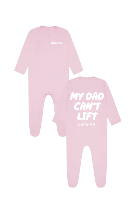 Little Apes My Dad Can't Lift Baby Romper Suit - Light Pink