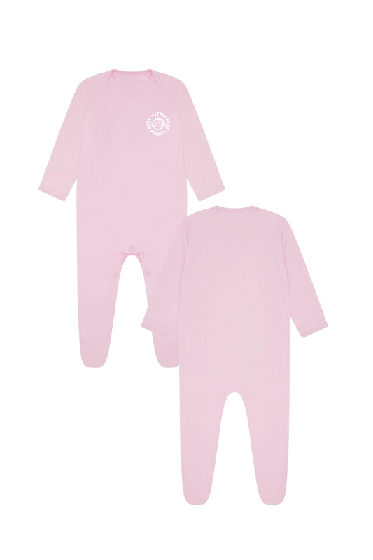 Little Apes Classic Badge Baby Romper Suit - Light Pink