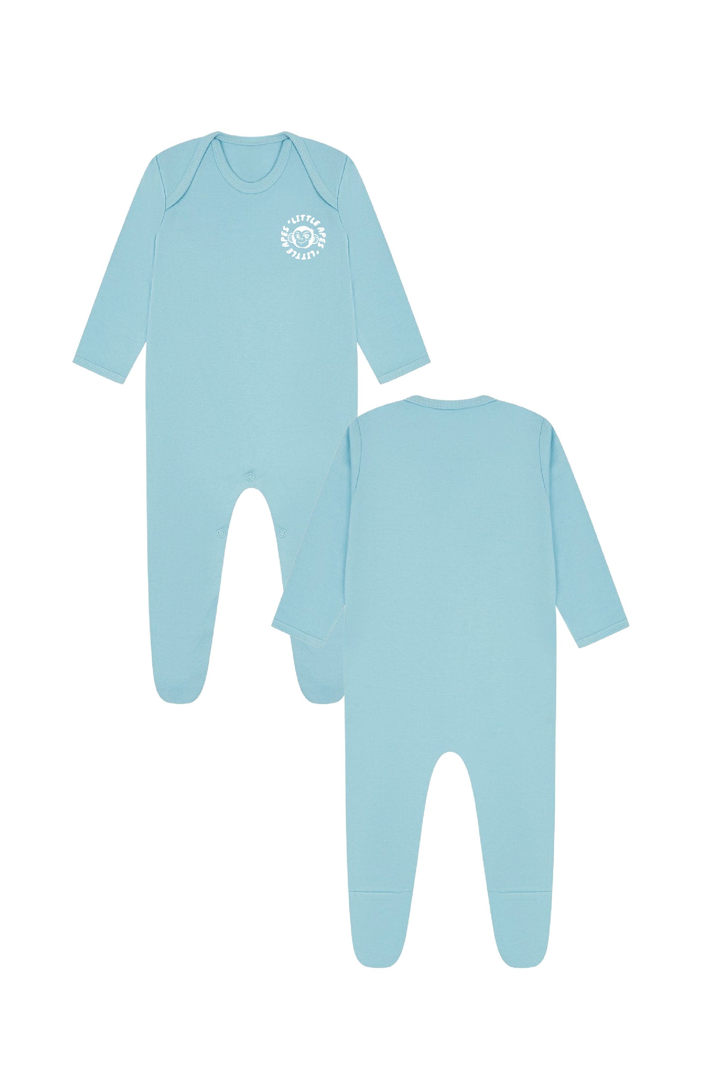 Little Apes Classic Badge Baby Romper Suit - Light Blue