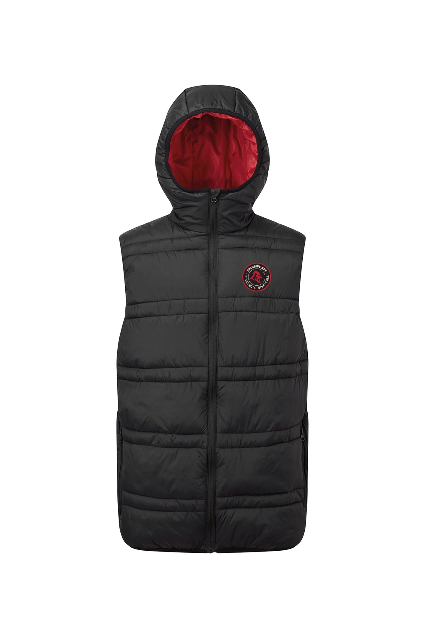 XAPE Core Issue Hooded Bodywarmer Jacket - Black/Red