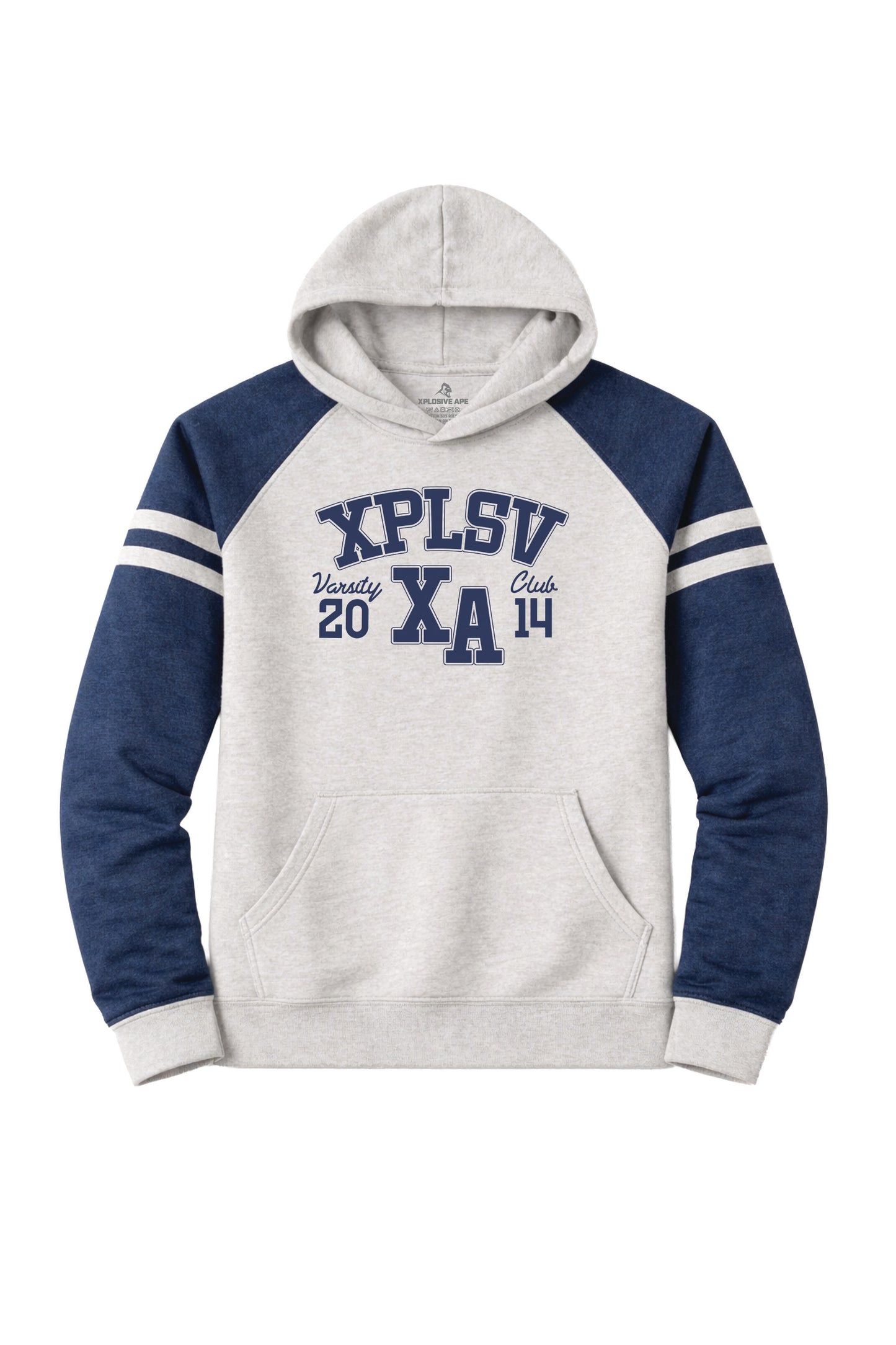 XAPE Speed Camp Raglan Hoodie - Oatmeal Heather/Indigo