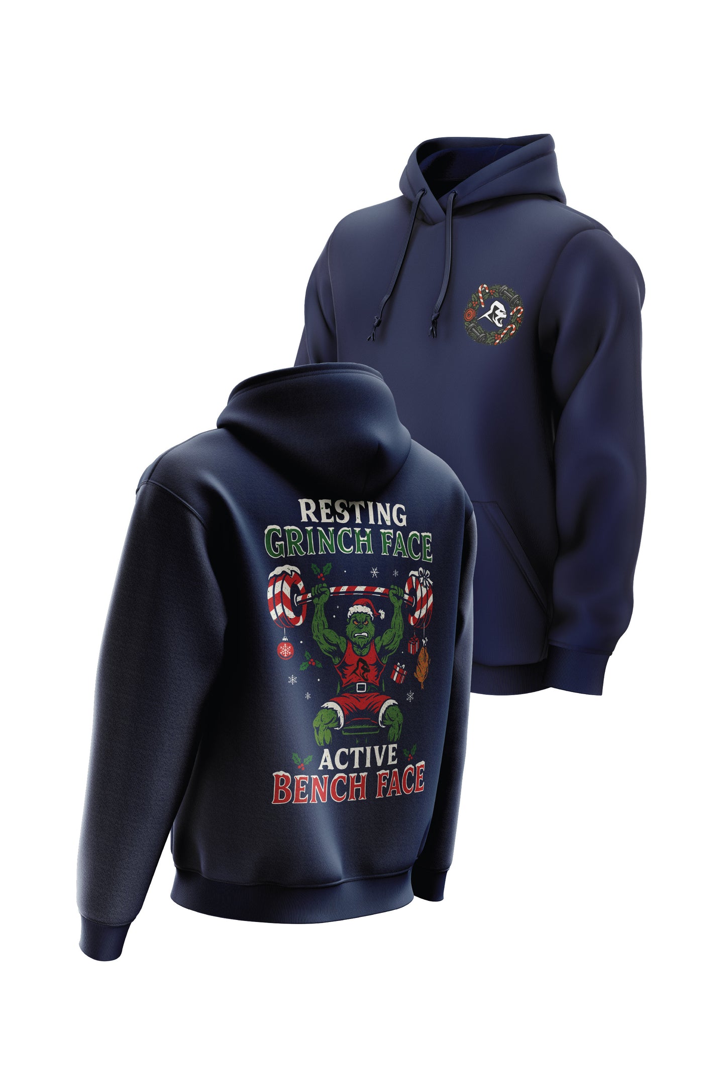 XAPE Resting Grinch Face String Hoodie - Navy